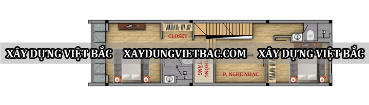 mau nha ong lech tang hien dai 5x24.5m2