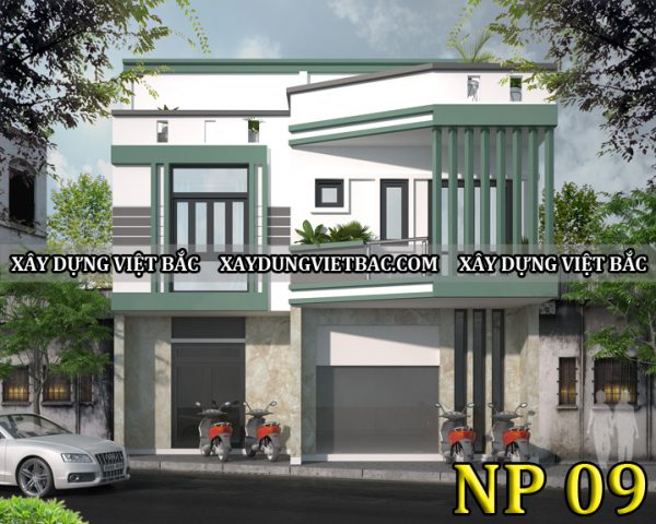 mau biet thu hien dai 2 tang 9x10m