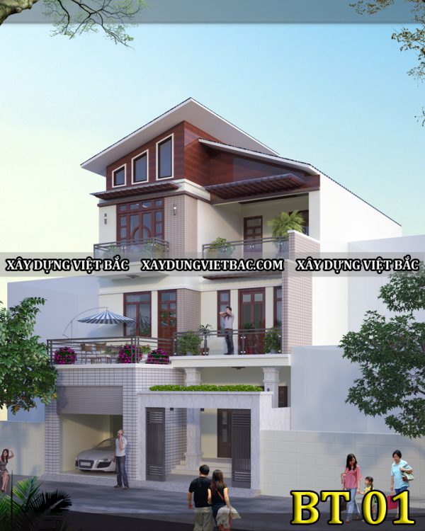 mau biet thu hien dai 3 tang 9x16.5m