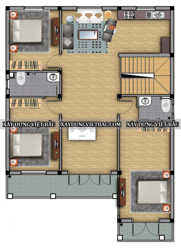 mau biet thu mai thai 2 tang 10.5x13.5m2