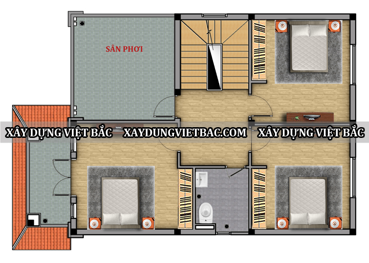 mau biet thu mai thai 2 tang 8.7x12.8m2