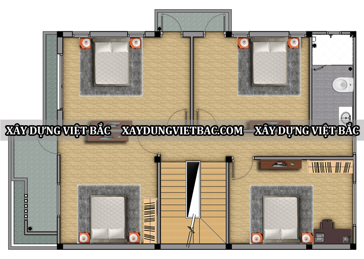 mau biet thu mai thai 2 tang 9x14.8m2