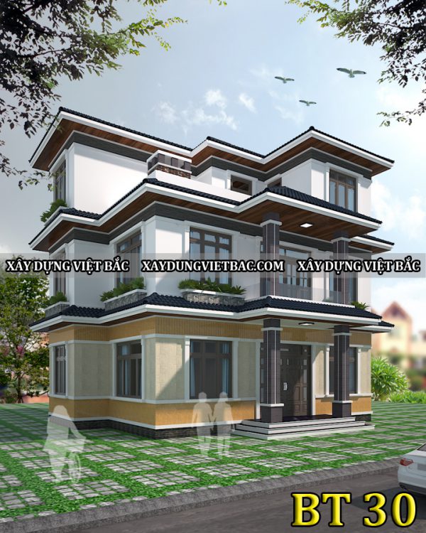 mau biet thu mai thai 3 tang 8x13m
