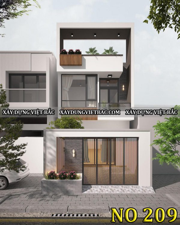 mau nha ong hien dai 2 tang 5.3x18m