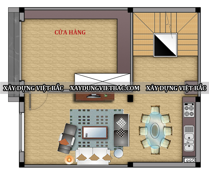 mau nha ong hien dai 3 tang 7.3x8.3m2