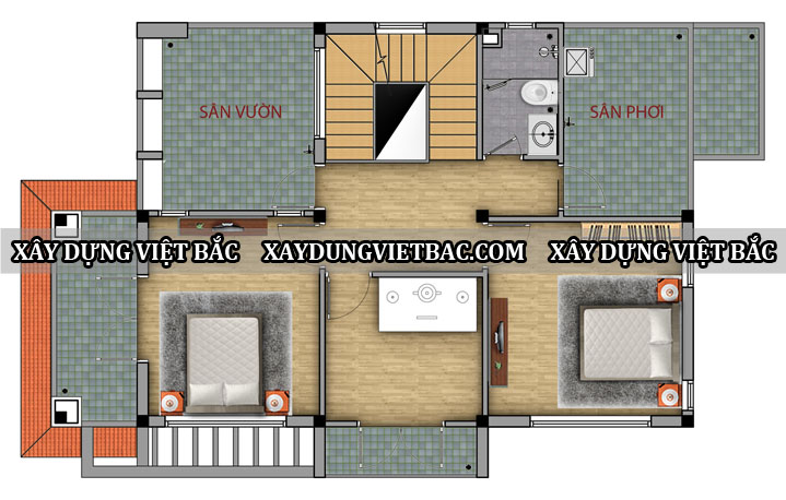 mau biet thu mai thai 2 tang 8x11.5m2