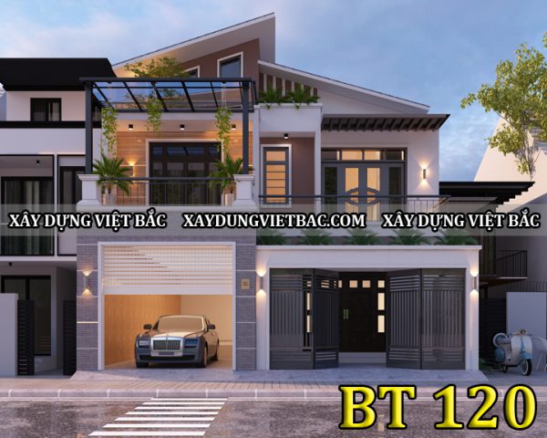 mau thiet ke biet thu hien dai 2 tang 10x15m