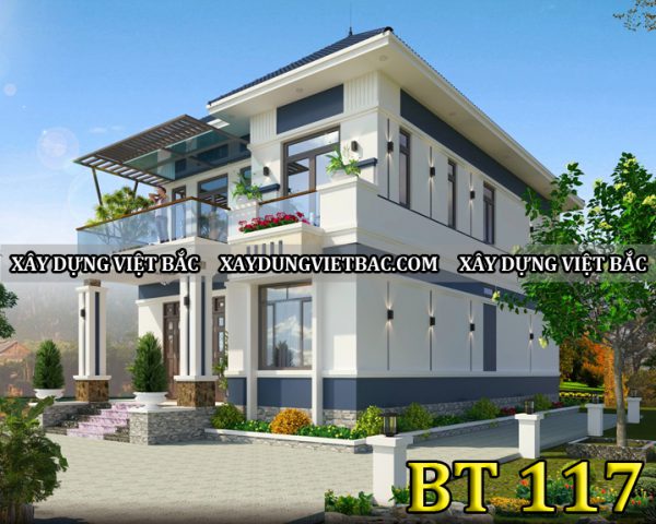 mau thiet ke biet thu mai nhat 2 tang 8.8x14m