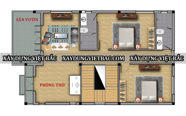mau thiet ke biet thu mai nhat 2 tang 8.8x14m2