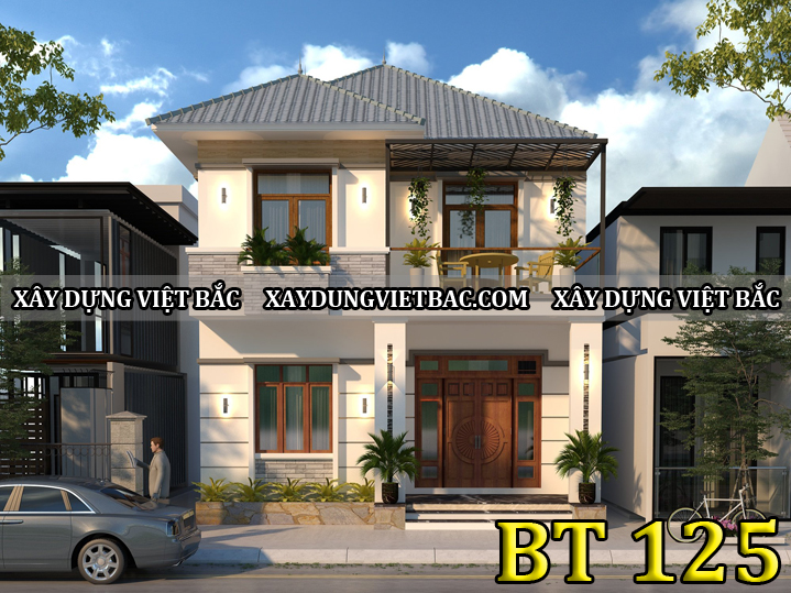 mau biet thu mai nhat 2 tang 8x11.5m