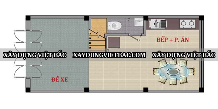 mau nha ong lech tang 4x9m