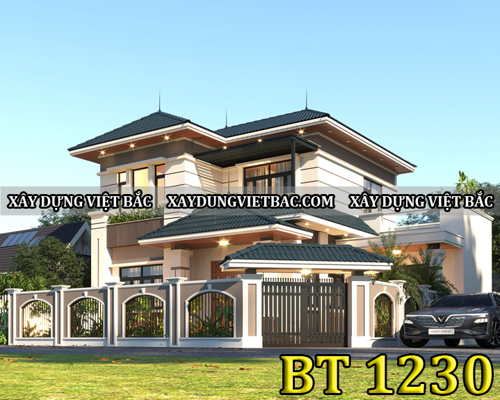 mau thiet ke biet thu mai nhat 2 tang 13x10m