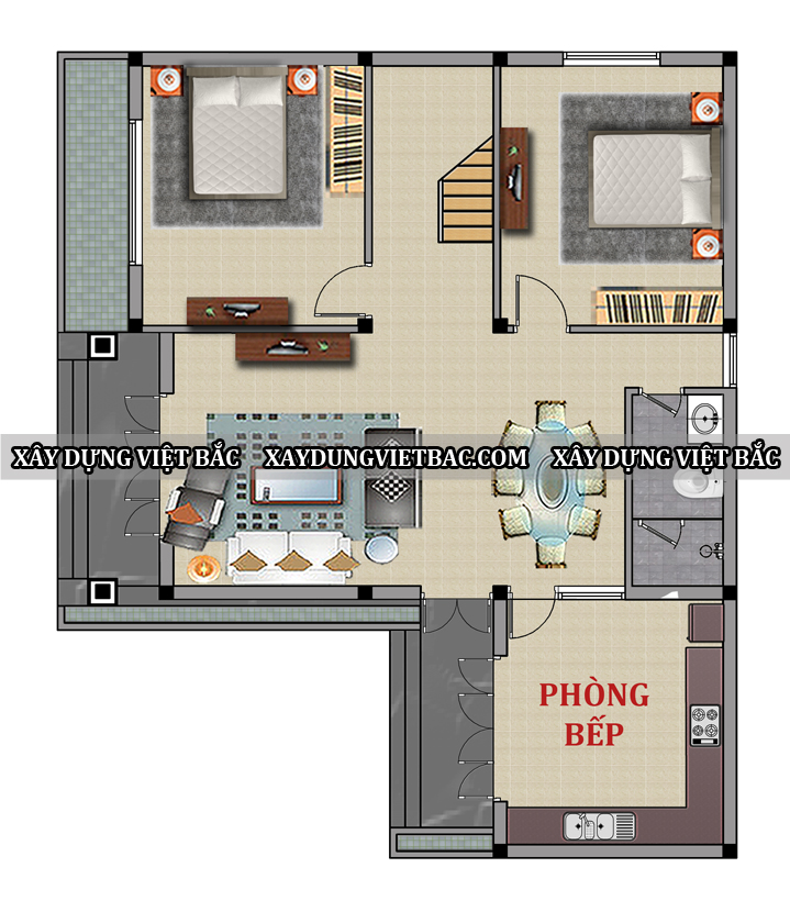 mau thiet ke biet thu mai nhat 2 tang 13x10m2