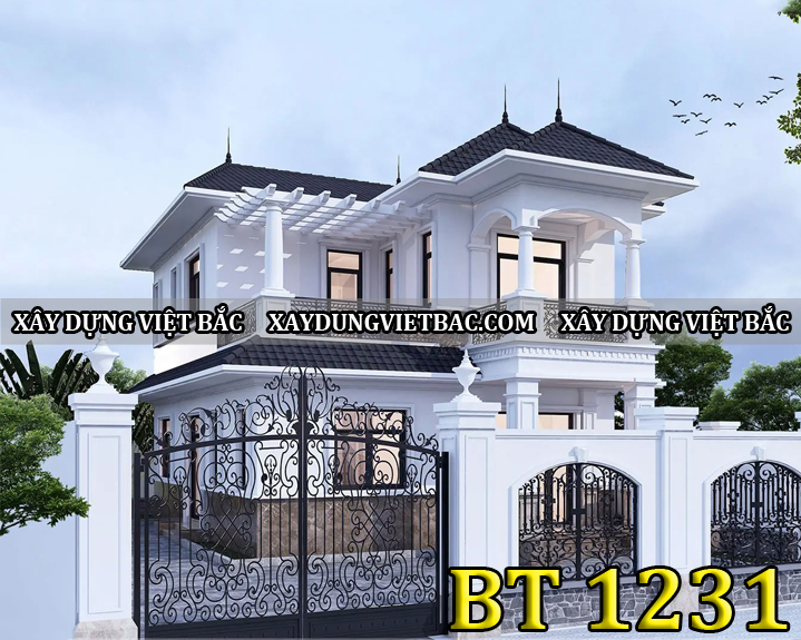 mau biet thu tan co dien 2 tang mai nhat 8.5x14m